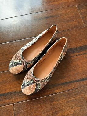 Madewell Snake-Print Ballet Flats in Tan & Green